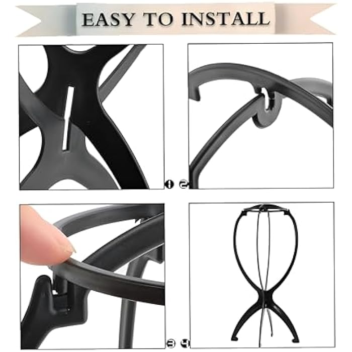 Head Stand - Compact wig head stand for portable use, foldable design, and sturdy plastic construction, ideal for salons, travel, on-site wig fittings, and quick setup. (5PCS) - Image 3